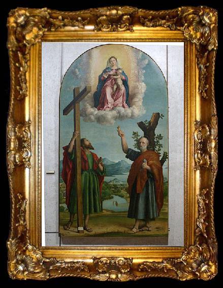 framed  Girolamo dai Libri Madonna of the Oak, Sacred conversation with the Virgin and Child Jesus, St. Andrew, ta009-2